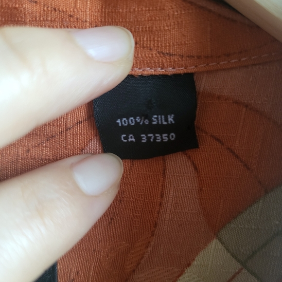 V Uomo Collezione Men's  100%Silk  Button Down Shirt Size XL - Picture 6 of 7